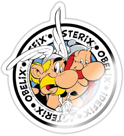 Spreadshirt Asterix & Obelix Mit Idefix Abenteuer Sticker, max. 10x10 cm, 10 x 10 cm, Weiß glänzend