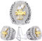 2024 Fantasy Football Ring | Heavy FFL Champion Ring | Gold Silber Tone Plated Award Trophy for Fantasy Football League Winner (Größe 13, Ring und Stand Together)