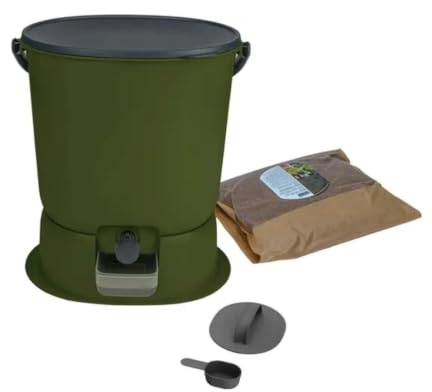 Bokashi Essential Komposter 15,3 l + 1 kg Brain + Olivenbasis