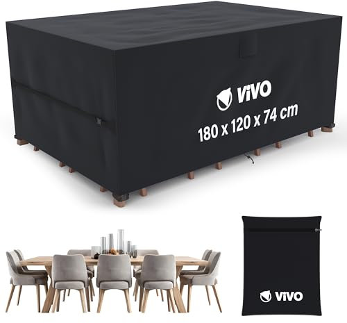 Garden Furniture Covers 180x120x74cm Rattan Sofa Chair Set Cover Tear Resistant Oxford Fabric 420D Heavy Duty Anti-UV Outdoor Patio Table Cover with Air Vent