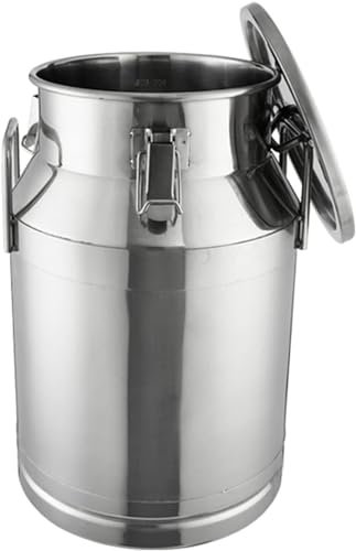 Milchkannen 304 Edelstahl Milchkanne 15L-60L Milcheimer Weineimer Flüssigkeitsbehälter Mit Drei Verschlussschnallen, Für Lagerung Und Transport,15L-25L(32X48Cm)