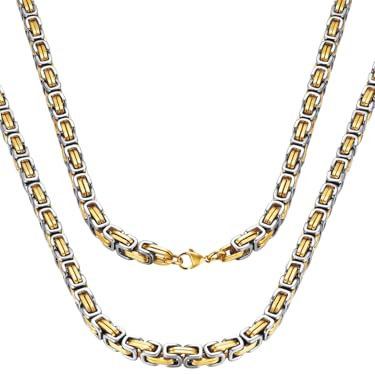 ChainsPro Königskette für Herren Damen Byzantinische Kette Halskette Edelstahl 4mm breit Schmuck Vergoldet Farbe 71cm