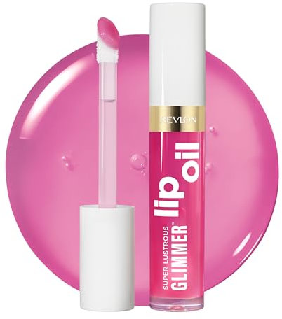 Revlon Super Lustrous Glimmer Lip Oil – Hydrating Lip Gloss Oil with Plant-Based Squalane, Conditioning Shine, Non-Sticky Cushion Feel, Plumping Gloss Finish, Gone Rose