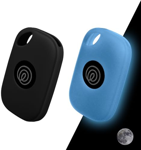 Silicone Case for Tile Pro 2024 with Carabiners, 2 Pack Anti-Scratch Protective Cover for Tile Tracker (Black/Luminous Blue)