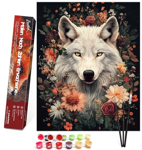 Bougimal Peinture par Numero Adulte Animal, Sans Cadre inclure Pinceaux et Acryliques Peintures - 40x50 cm, Loup 4