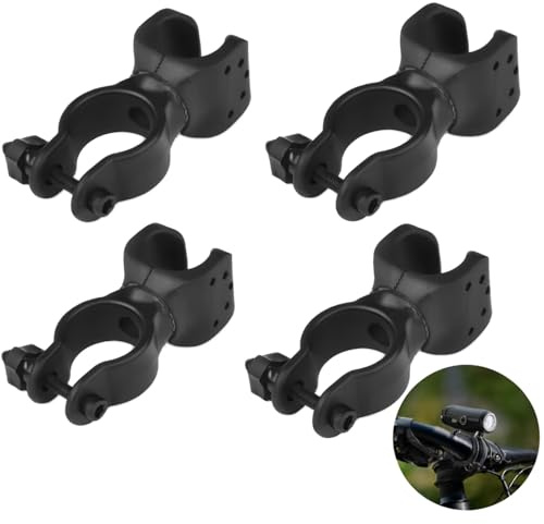 PLATEYTR Fahrrad Licht Halterung 4er Set – 360° drehbare Universal Lampenhalter in Schwarz – Kompatibel mit verschiedenen Fahrradtypen – Robust & rutschfest für Mountainbike, Rennrad, Citybike, Nacht
