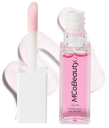 MCoBeauty Lip Oil Hydrating Treatment Tinted Lip Gloss - Sheer Rose | For Dry Lips, High Shine Lip Balm Moisturiser, Non Sticky Lip Tint Glaze, Vegan & Cruelty Free