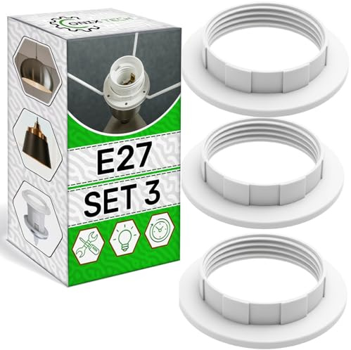 3 Piezas Anillos de Fijación para Portalamparas E27 en Color Blanco | Anillo de Fijación para Casquillo E27 para Lámparas de Mesa y de Pie - ONIX TECH