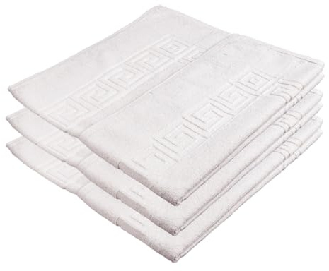 Clinotest 3er Set Frottee-Badvorleger 50x70 cm – 80% Baumwolle, 20% Polyester, Weich, Saugfähig & Schnell Trocknend für Dusche & Bad (3, Weiß)