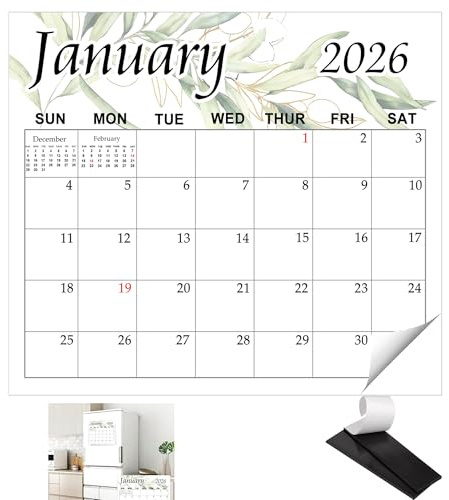 Magnetic Calendar for Refrigerator 2025 Greenery Fridge Wall Monthly Magnet Monthly Fridge Calendars 11.5x13 Inch Daily Calendars for Planning and Organizing (10 * 12 INCH)