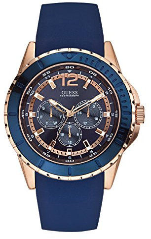 Guess Hommes Chronographe Quartz Montre avec Bracelet en Silicone W0485G1
