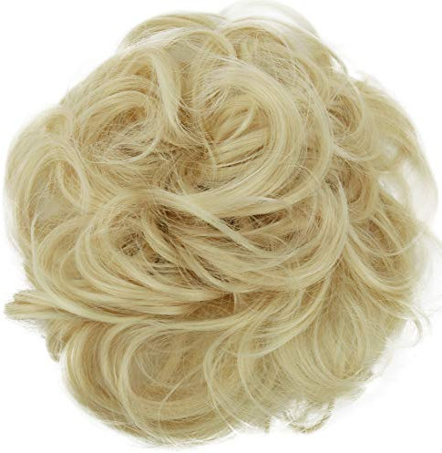 CAISHA Scrunchie Haarteil Haargummi Dutt Haarverdichtung Groß Emilia Gewellt Unordentlich DM15cm Platinblond G13E