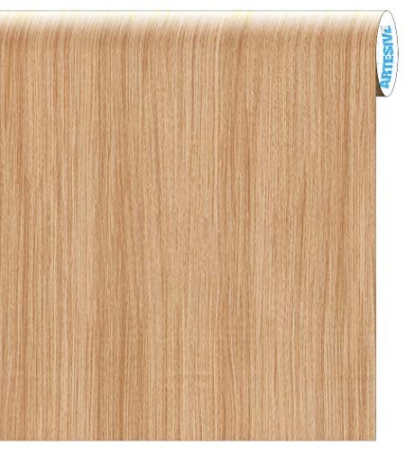 ARTESIVE WD-004 Rovere Chiaro Opaco 122 cm Larghezza AL METRO LINEARE - Pellicola Adesiva in vinile effetto legno per interni per rinnovare mobili, porte e oggetti di casa