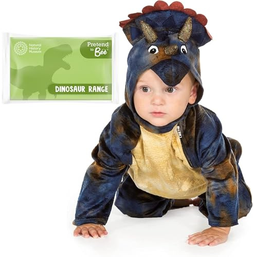 PRETEND TO BEE Baby Triceratops Dinosaur Dress Up Costume for Kids/Toddlers, Official Natural History Museum, Onesie, 2-3 Years, Blue
