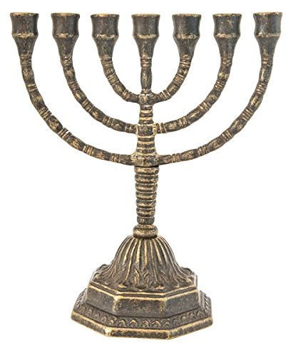 Menora hebräischer Kerzenleuchter mit 7 Armen, aus brüniertem Messing