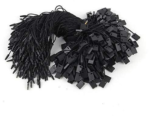 200Pcs Clothing Hang Tag String Clothing Tag Rope String with Push Locker String Snap Lock Security Tags Price Tagging Fasteners(Black)