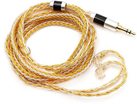 Linsoul Tripowin Zonie IEM Cable, 16 Core Silver Plated Earphone Upgraded Cords, 1.25m SPC in Ear Monitor Cable for ZS10 PRO 2 AS10 PRO ZSN PRO X Wan’er SIMGOT EM6L(Recessed 2pin, 3.5mm)