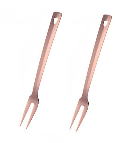 SBOMHS Fleischgabel aus Edelstahl Grillgabeln lange Vorlegegabel Länge 31 cm Meat Forks Aufschnittgabel Serviergabel set Roségold 2 Stück