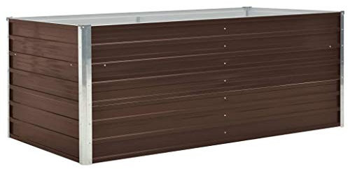 Tidyard Hochbeet Pflanzkübel Blumentopf Blumenkasten Metall Pflanzbeet Gartenbeet Frühbeet Garten Blumenhochbeet für Terrasse & Garten Verzinkter Stahl 160 x 80 x 45 cm Braun