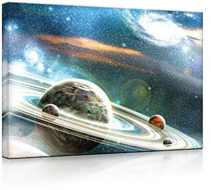 lightbox multicolor | LED Wandbilder | Planet mit Ringsystem | 100x70 cm | Fully Lighted