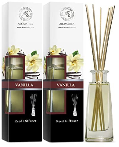 Raumduft Diffuser Vanille 2x100ml - Raumduft Stäbchen Set - Aromadiffusers - Lufterfrischer - Duftdiffusor - Raumbeduftung - Reed Diffuser - Vanille Duft - Vanille Reed Diffuser