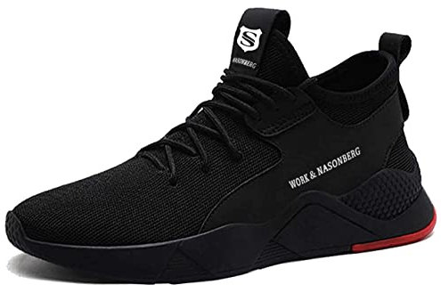NASONBERG Sicherheitsschuhe Herren Leicht Arbeitsschuhe Damen Arbeitsschutzschuhe Stahlkappenschuhe Atmungsaktiv mit Stahlkappe, 00schwarz 41 EU