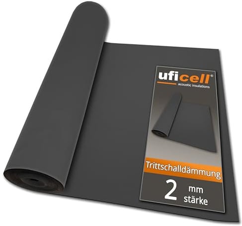 uficell Multisound Akustik Trittschalldämmung für Parkett- und Laminatböden - Trittschallverbesserung ca. 21 dB (2 mm Stärke, 60 m² | 4 Rollen)