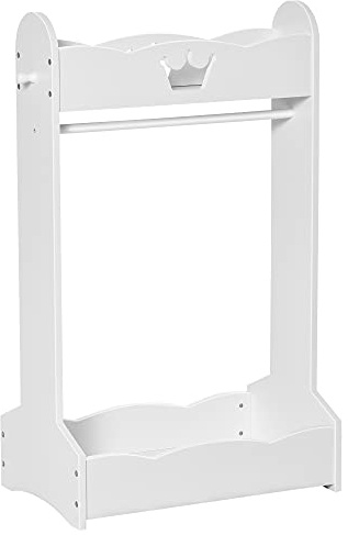 HOMCOM Kinder-Kleiderständer Garderobenständer mit Kleiderstange Kinderzimmer für 3-8 Jahre Kinder Weiß MDF Kiefernholz 70,5 x 37 x 103 cm