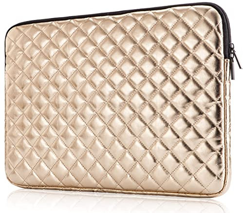 Puffy Laptop Sleeve 11 12 13 13.3 14 15 15.6 inch Case Protective Bag Quilted PU Leather Lined Padded