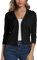 EXCHIC Femmes élégant Manches 3/4 Ouvert Devant Boléros Cardigan Gilet (XL, Noir)