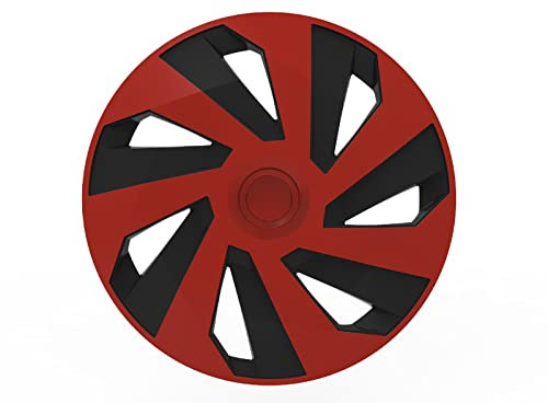 Zentimex SET Z480849 Radkappen Satz (4Stück) + Handschuhe 15 Zoll Vector rot-schwarz