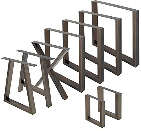 ECD Germany 2er Set Tischbeine aus Vierkantprofilen 60x72 cm Dunkelgrau pulverbeschichteter Stahl, Industriedesign, Metall Tischkufen Tischuntergestell Tischgestell Möbelfüße für Esstisch Schreibtisch