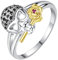 JewelryWe Schmuck Damen-Ring Retro Punk Totenkopf Schädel Rose Blume Ring Gold Silber Geschenk für Jahrestag Valentinstag WeihnachtenGröße 54