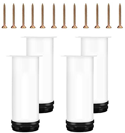 YouYuer Pieds de Meubles Réglables 20CM,4PCS Pied de Table Reglable Hauteur Métal Acier Inoxydable Pieds d'armoire Pieds de Table Pieds de Meubles avec des Vis pour Wardrobe,TV Cabinets (Blanche)