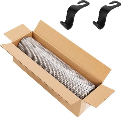 Rejilla de Coche de automóvil de 100 * 33 cm, Rejilla Central Universal Malla Rejilla de Aleación de Aluminio,forma de rombo de 3 x 6 mm + 2 ganchos para asiento (plata)