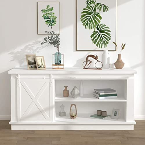 Tidyard Mini-Set Schiebetür Scheune, Karbonstahl, Weiß, 200 cm
