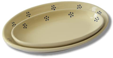 Colì Set Piatti da Portata ovale smalto Stelle, Stoviglie in Terracotta, Vassoi da Forno per Carne, Pesce, Aperitivi, Antipasti, Dessert - Made in Italy
