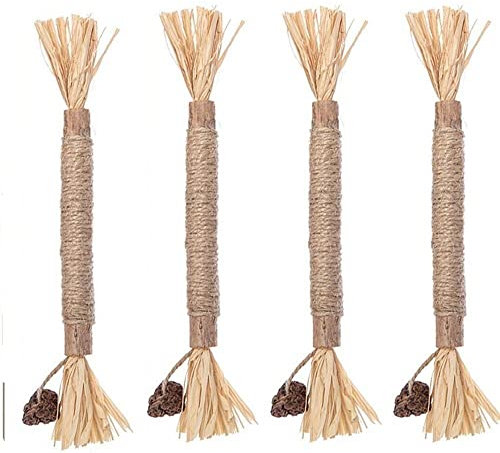 HomeSoGood Cat Toys-Natural Silver Stick-Catnip Cat Chewing Toy Kitten Teeth Cleaning and Fresh Breath(4SET)