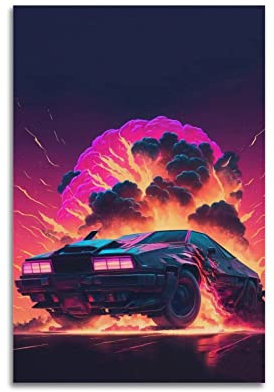 JIYUN Vintage-Poster Delorean DMC-12 Rennauto-Poster, dekoratives Gemälde, Leinwand, Wandposter und Kunstbild, modernes Familien-Schlafzimmer, Dekor-Poster, 30 x 45 cm