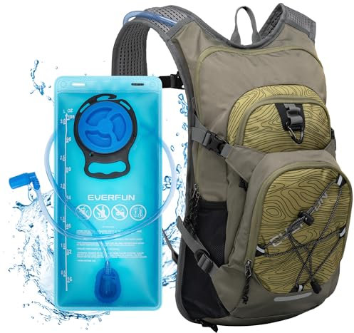 Everfun Trinkrucksack 18L Wandern Wasserrucksack mit 3L Wasserblase, Damen Herren Trinkrucksack Isolierter Tagesrucksack Leichter Hydropack mit Regenschutz für Wandern, Radfahren, Laufen, Festivals