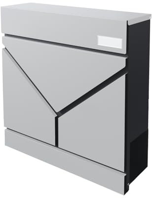 LETTBOX Briefkasten weiß | Witterungsbeständig | Designer Briefkasten mit Namensschild | Briefkasten mit Zeitungsfach | 37x37x12 cm | Postkasten Zahlencode