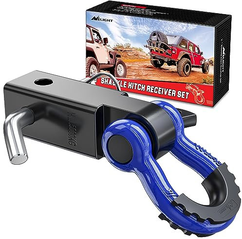 Nilight Schäkelkupplungsempfänger, 5 cm, 20 t Bruchfestigkeit, 2-cm-D-Ring-Schäkel mit Anhängerkupplungsstift, strapazierfähig, solides Abschleppset für Pick-up, Allradfahrzeuge, Off-Road