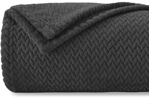 Homebliss Coperta Plaid Pile, Coperta Matrimoniale 220 x 240 cm - Coperta Flanella 280GSM Oeko-TEX®, Caldo Morbida e Leggera, Per letto, Divano, Viaggi, Campeggio - Grigio Scuro