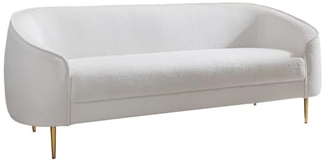 riess-ambiente.de Design 3er Lounge Sofa Diva 205cm weiß Bouclé 3-Sitzer Metallfüße Gold