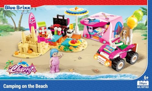 BlueBrixx Kids 107163 – Cherry: Camping am Strand aus Klemmbausteinen mit 206 Bauelementen