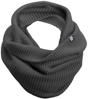 Manufaktur13 Knit Loop - Schlauchschal, Strick Loop mit Waffle Knit Muster, Wollschal/Langschal in versch. Farben erhältlich (M13) (Grey Storm)