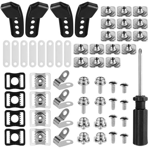 61stk Reparaturset für Fußballhelme, Einschließlich R-förmiger Fußball-Visierclips J-Clips Kinnriemenadapter Helmschnalle Schraubensatz Dichtung Schraubendreher Ersatzteile für Hockeyhelme