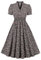 Wellwits Women's Collared V Neck Shirred Ditsy Floral Vintage Dress Black 2XL
