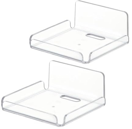 XIHAMA Acrylic Floating Wall Shelves, 2 Pack Mini Wall Mounted Hanging Display Shelves, Universal Adhesive Shelf Drill for Security Cameras, Baby Monitors, Smart Speakers (2 pack)