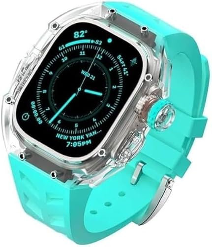 AEHON Kit di modifica fai da te di lusso con cassa in cristallo trasparente, 49 mm, per Apple Watch Ultra 2 e 8, accessori di ricambio, For Ultra 2, agata